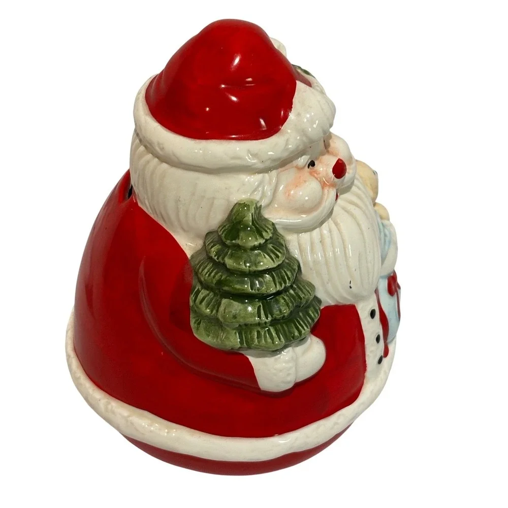 Vintage Ceramic Santa Claus Coin Penny Bank Christmas Teddy Festive Holiday cute